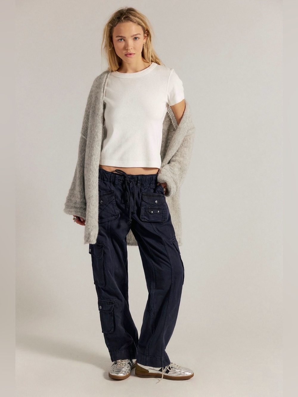 Free People We The Free Tahiti Pull On Cargo Pants Black S